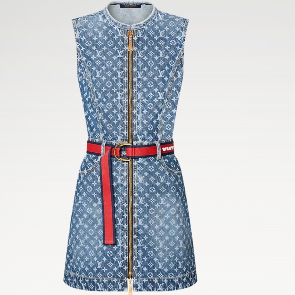 Louis Vuitton Blue Denim Monogram Womens Dress Size 4/6 - Picture 2 of 2